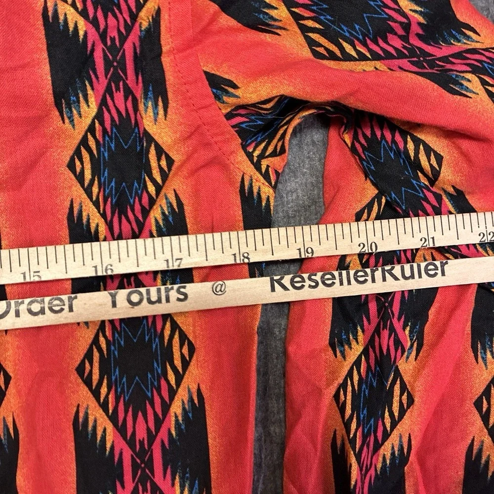 Wrangler Retro Aztec Shirt Mens‎ Small Orange Pearl Snap Western Cowboy Crazy